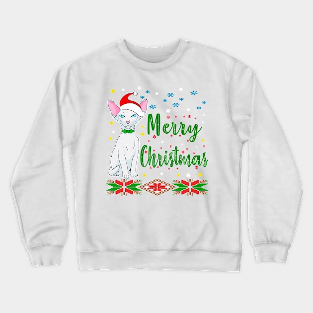 Merry Christmas. Hairless cat Desing. Holiday Gifts Crewneck Sweatshirt by albaley